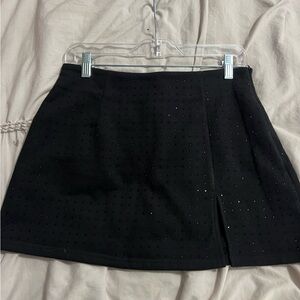 Black Rhinestone Skort